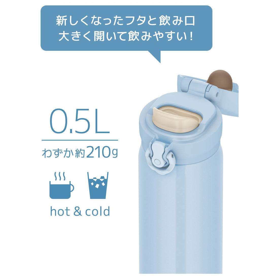 THERMOS JNL-S500 Vacuum Insulated Bottle, Ice Blue 500ml