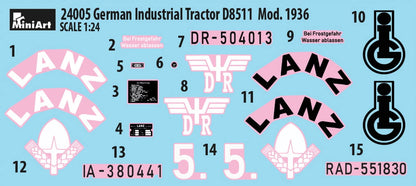 Miniart 1/24 German Industrial Tractor D8511 Model Kit