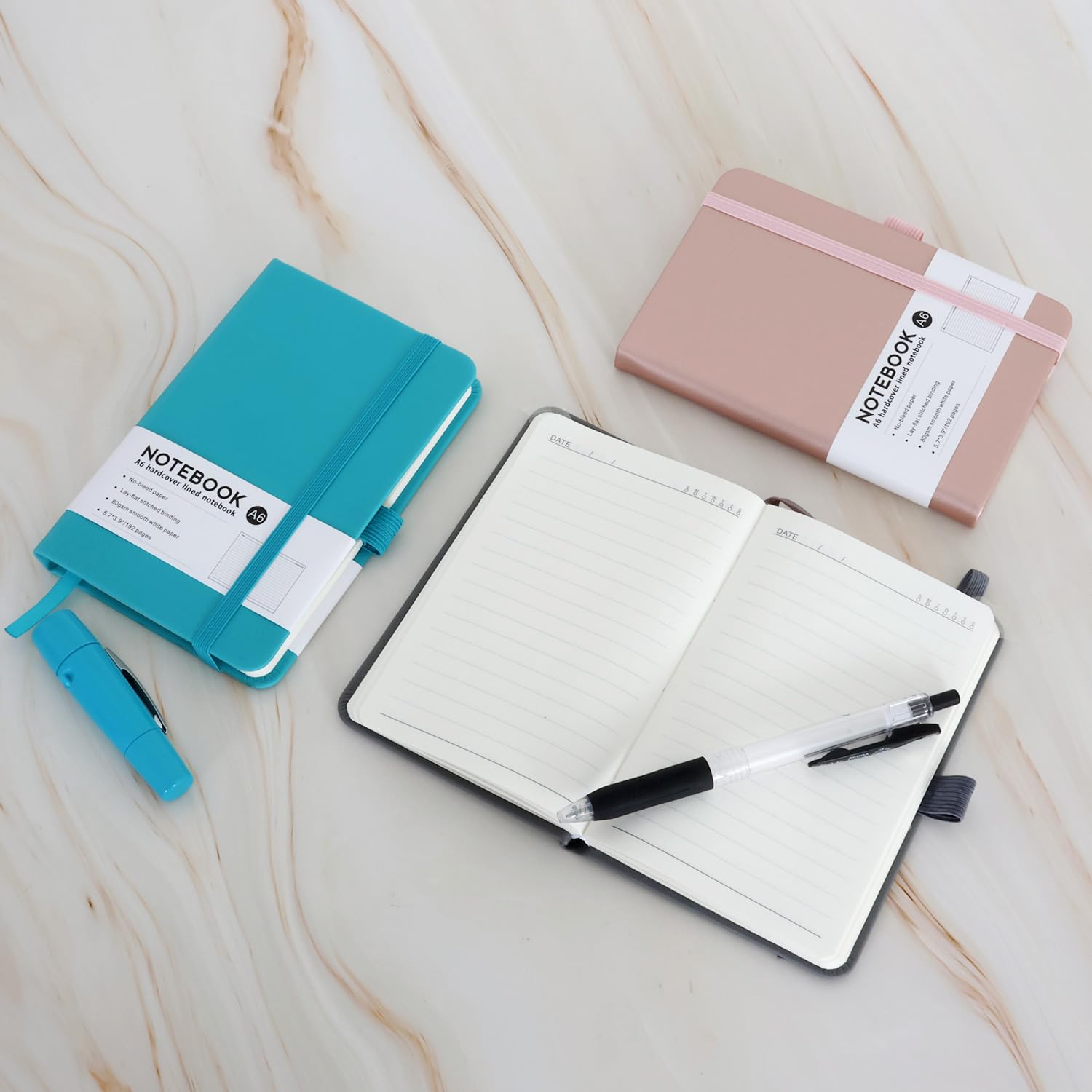 Astro A6 Notebook with Cover and Pen Holder in Red
