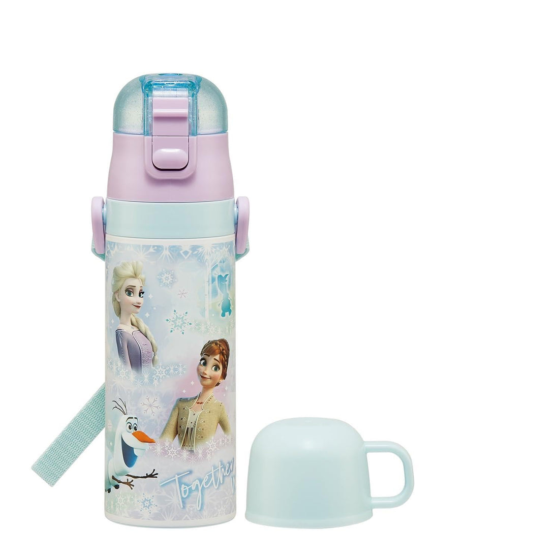 Skater Kids 2-Way Water Bottle Direct Drink &amp; Cup Drink Disney Frozen Stainless Steel Insulated Lightweight 470ml / 430ml