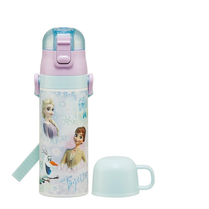 スケーター(Skater) 水筒 子供用 2WAY 直飲み 470ml コップ飲み 430ml ディズニー アナと雪の女王 26 女の子 ステンレス 保温保冷 軽量 waterbottle スポーツボトル キッズ こども 水瓶 SKDC4-A