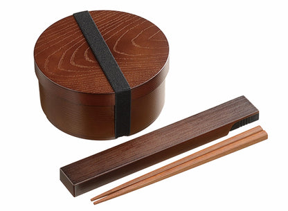 Kakusee Bento Box Round 500ml with Chopsticks and Case
