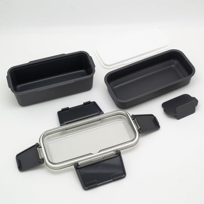 OSK Two-Tier Lunch Box with Divider Calm Color Charcoal 700ml