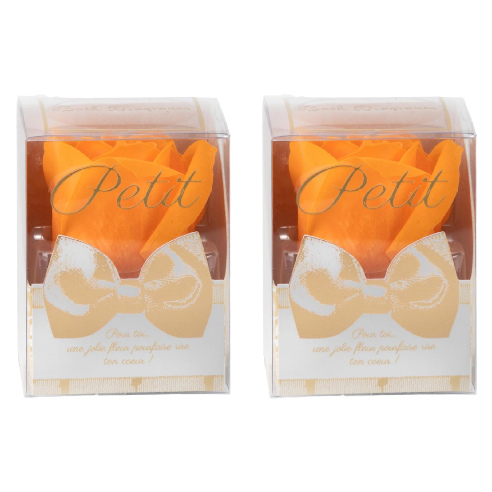 Q-FLA Bath Salt with Soap Flower Set - 2 Orange Roses