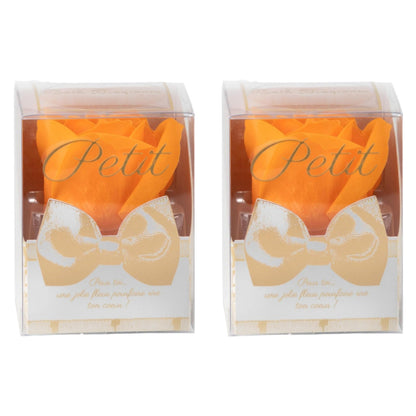 Q-FLA Bath Salt with Soap Flower Set - 2 Orange Roses