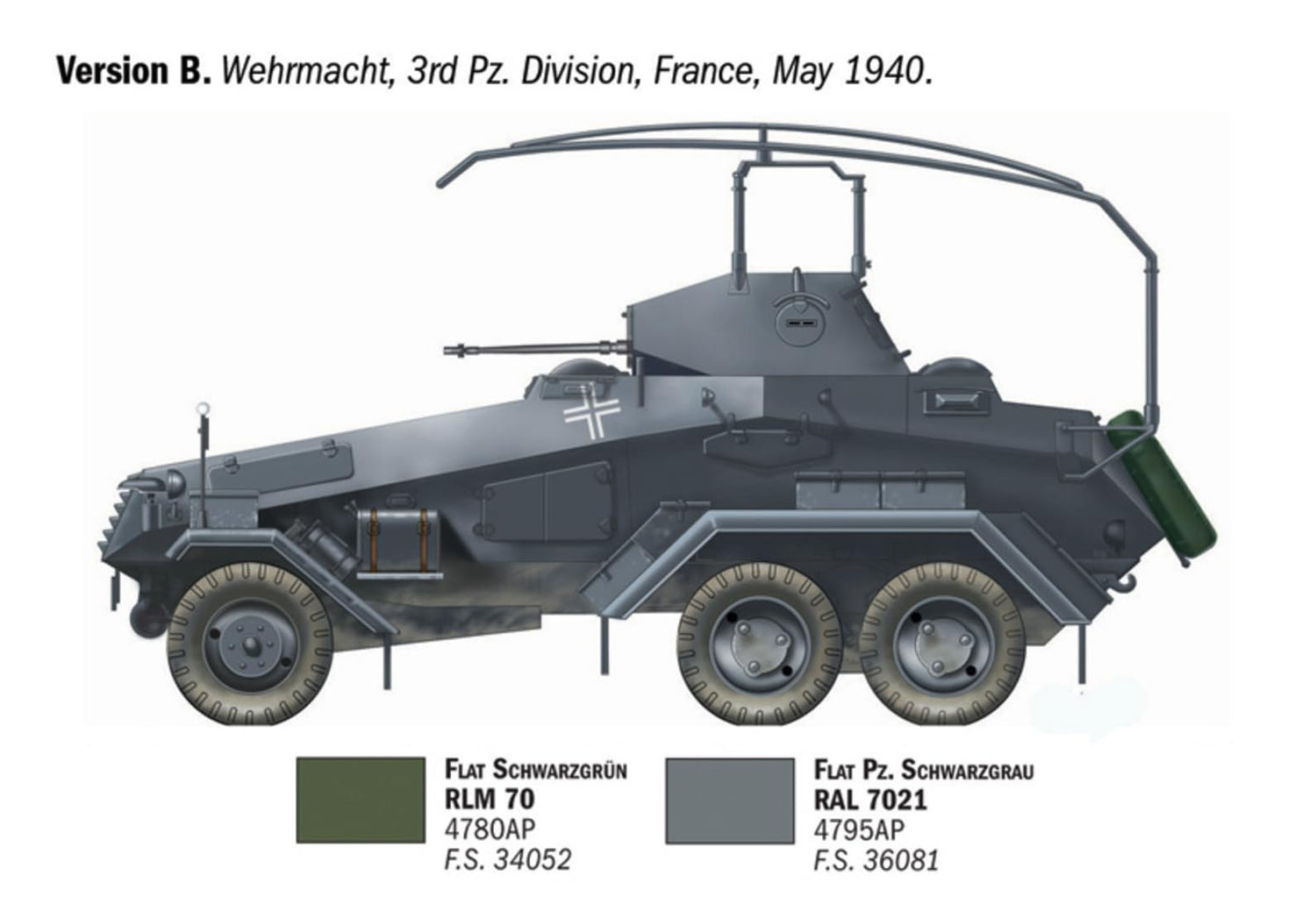 Italeri 1/72 Scale Model WW2 German Sd.Kfz.232 6-Wheel Armored Vehicle