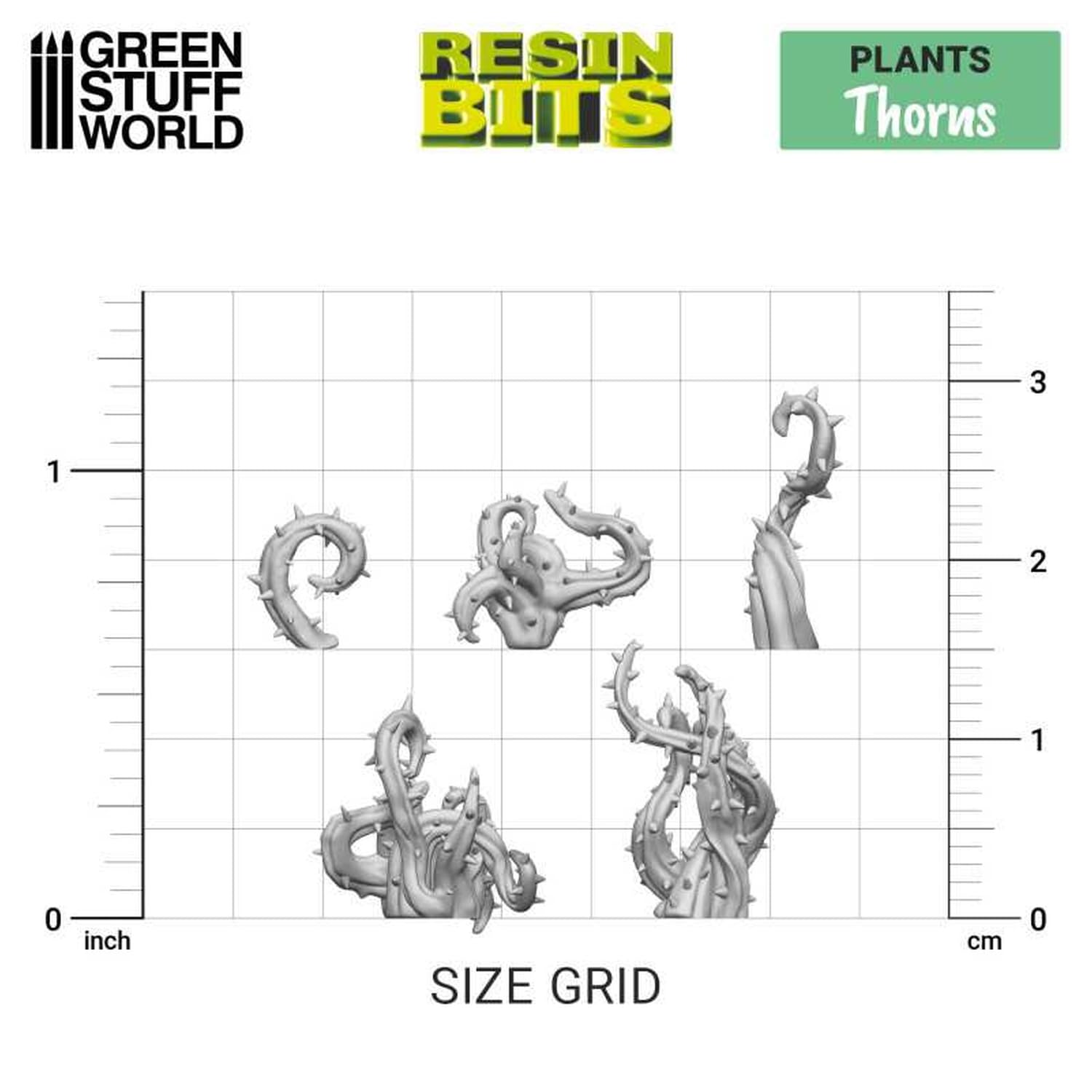 Green Stuff World Diorama Accessories 3D Printed Thorny Plant Branch Set of 30