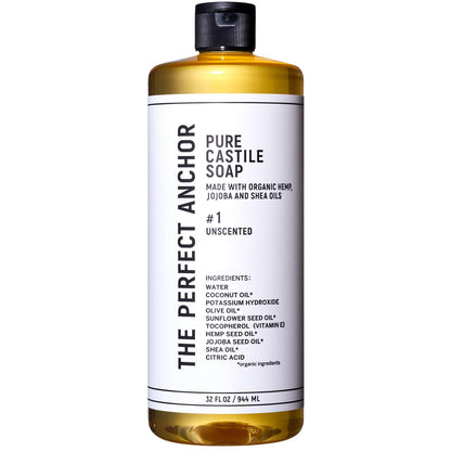 The Perfect Anchor Pure Castile Soap 944ml Unscented Organic Cleanser