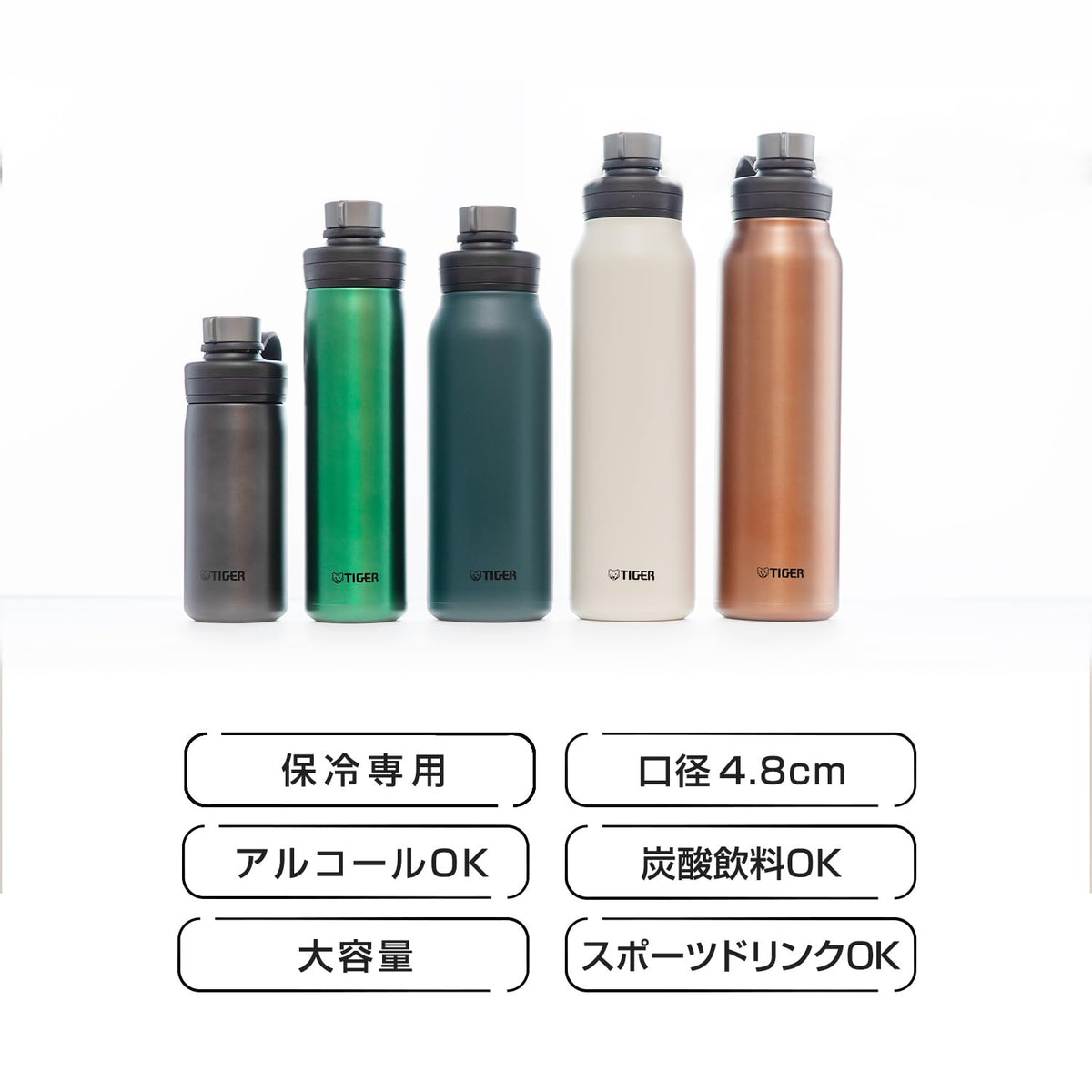 TIGER Vacuum Insulated Carbonated Bottle 500ml for Sports Drinks