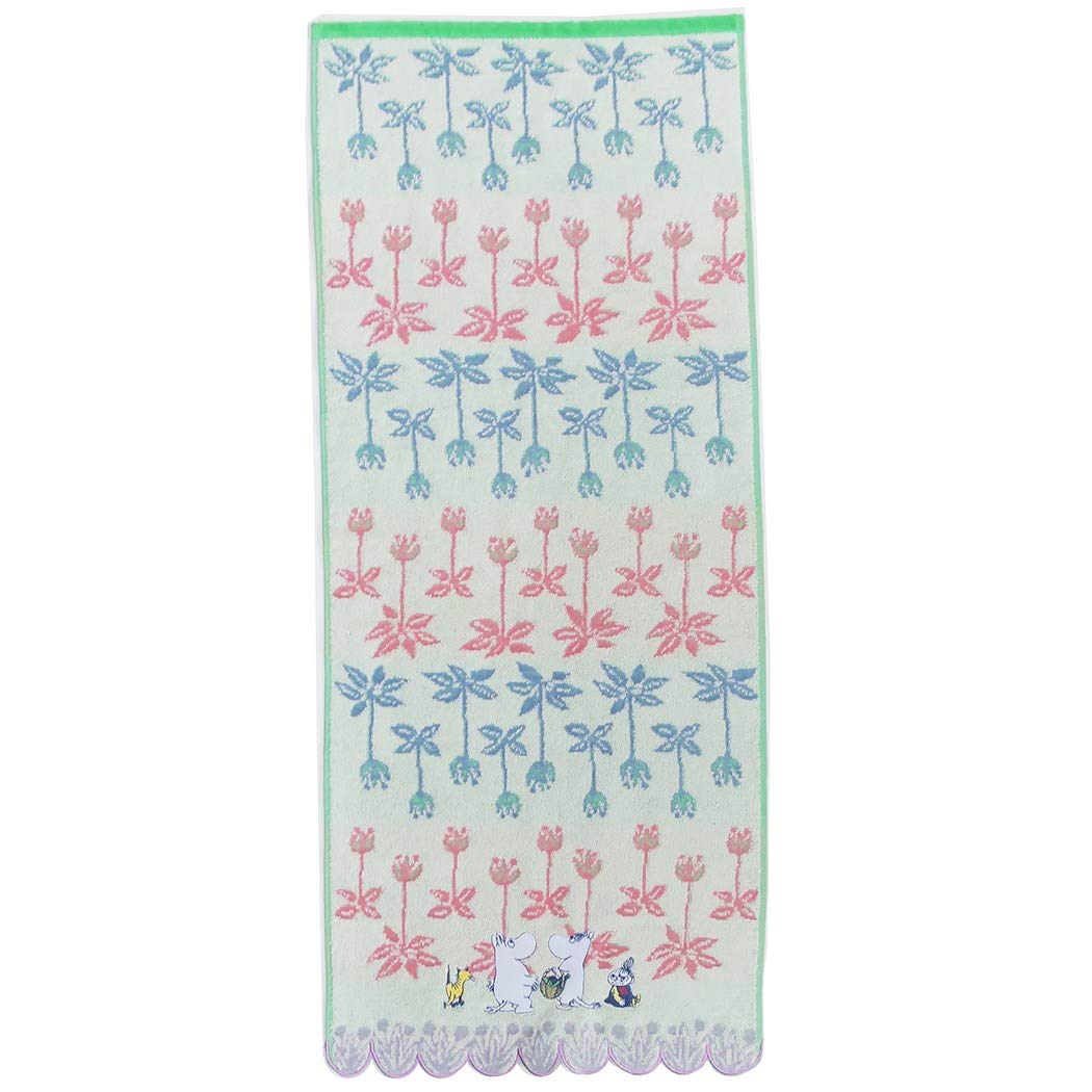 Marushin Face Towel Moomin Blooming Maze 34x80cm with Applique Embroidery