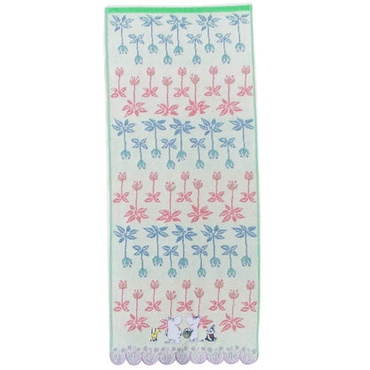 Marushin Face Towel Moomin Blooming Maze 34x80cm with Applique Embroidery