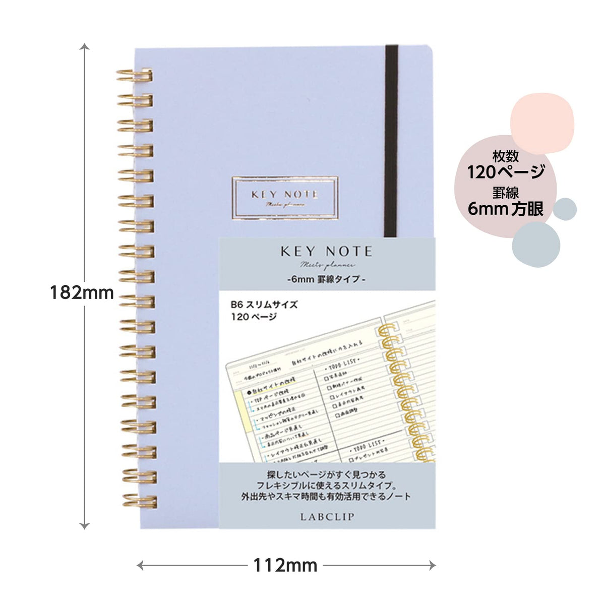 LABCLIP B6 Slim Notebook with Horizontal Lines in Gray