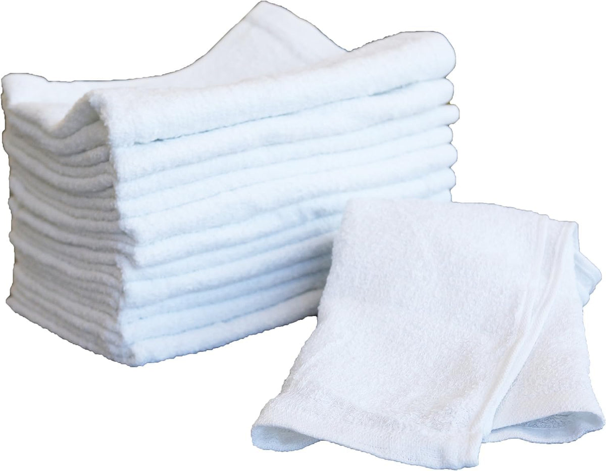 Marushin Face Towel Set of 12 Soft White Cotton Towels