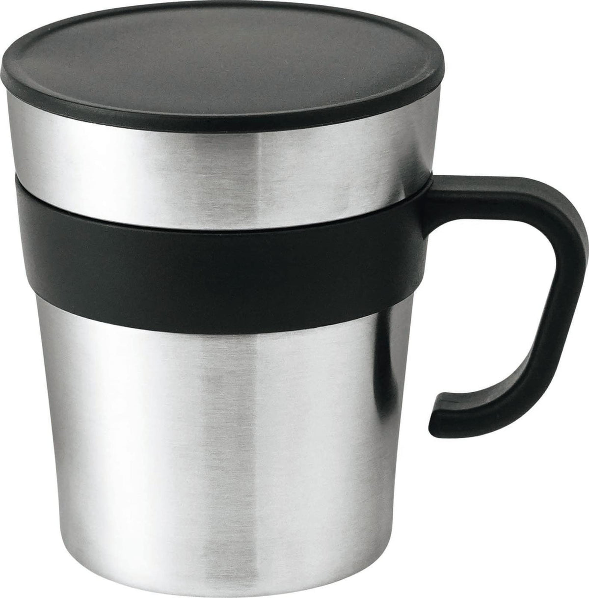 Kakusee Silver Mug 250ml with Lid Vacuum Insulated Stainless Steel