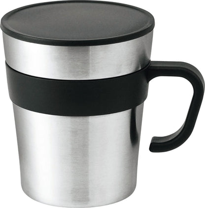 Kakusee Silver Mug 250ml with Lid Vacuum Insulated Stainless Steel