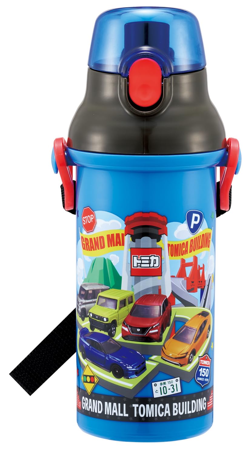 Skater Kids Water Bottle with One-Touch Open 480ml Plastic