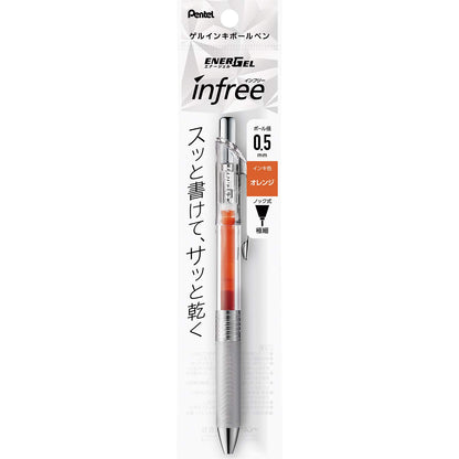 Pentel EnerGel Infree Gel Pen 0.5mm Clear Barrel Orange