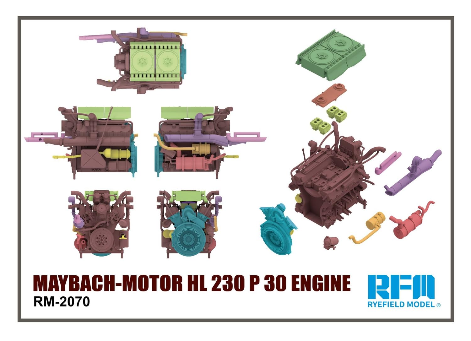Rye Field Model 1/35 Maybach HL230 P30 Engine Set Model Kit Parts