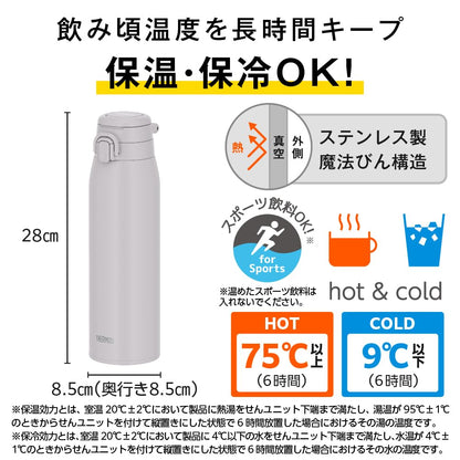 THERMOS Vacuum Insulated Travel Mug with Carry Loop 1L Light Gray