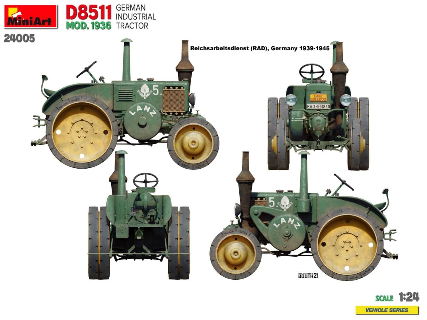 Miniart 1/24 German Industrial Tractor D8511 Model Kit