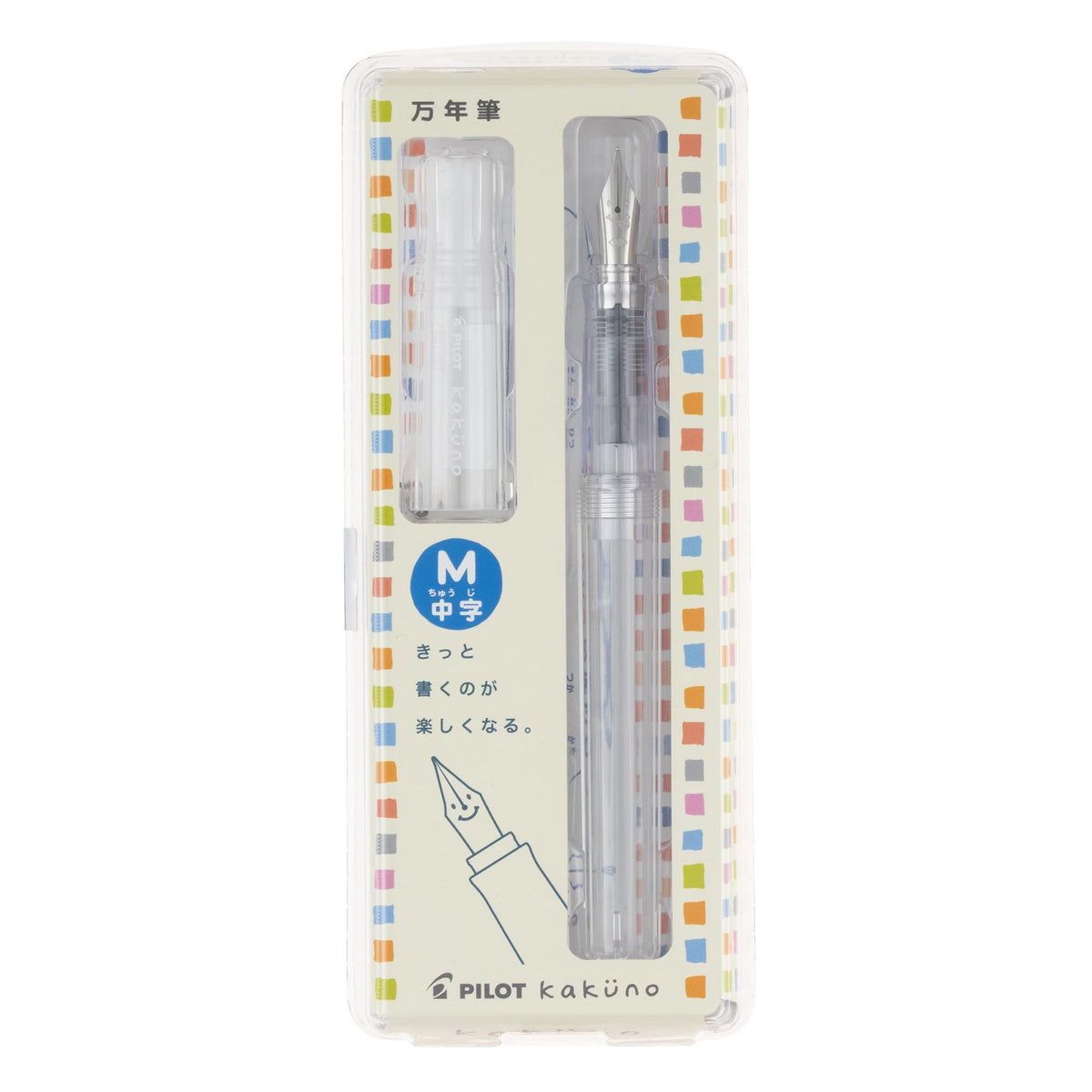 PILOT Kakuno Fountain Pen Transparent Medium Nib for Smooth Writing
