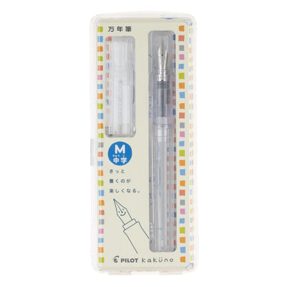 PILOT Kakuno Fountain Pen Transparent Medium Nib for Smooth Writing