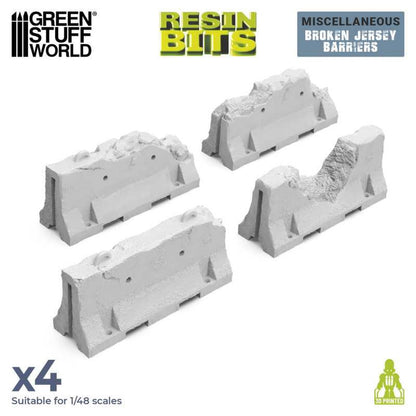 Green Stuff World 1/48 Scale 3D Printed Broken Concrete Barrier Kit