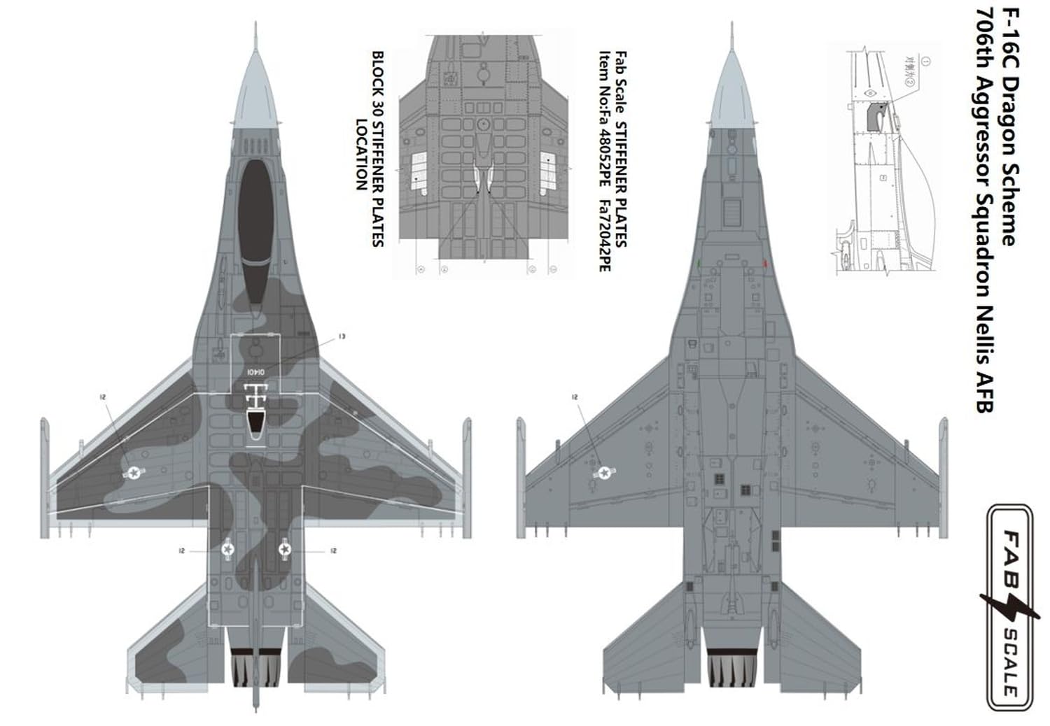 Fab Scale 1/72 F-16C Block 30 Dragon Scheme Model Decals