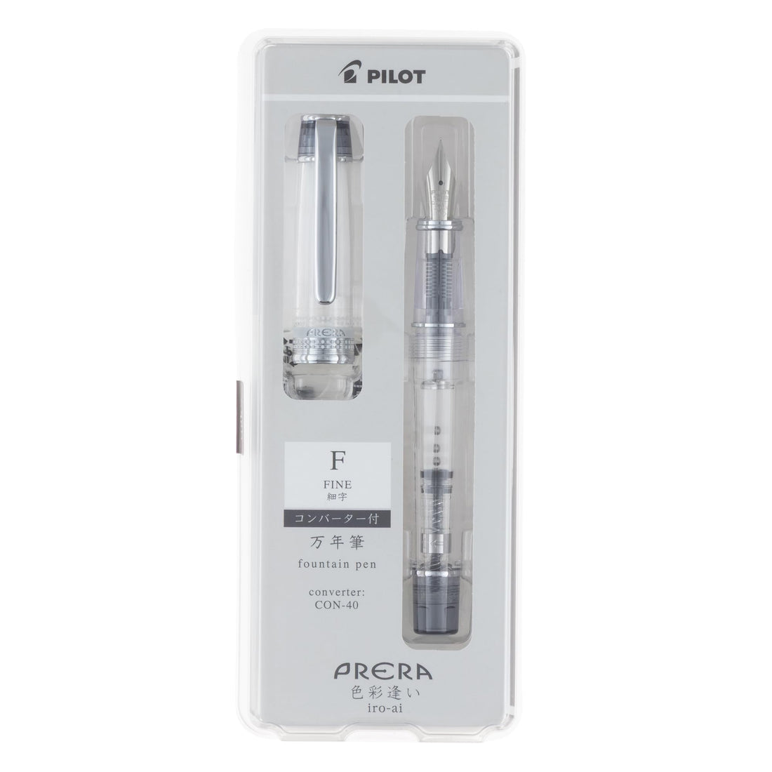 PILOT Prera Iroai Fountain Pen, Fine Nib, Transparent Black