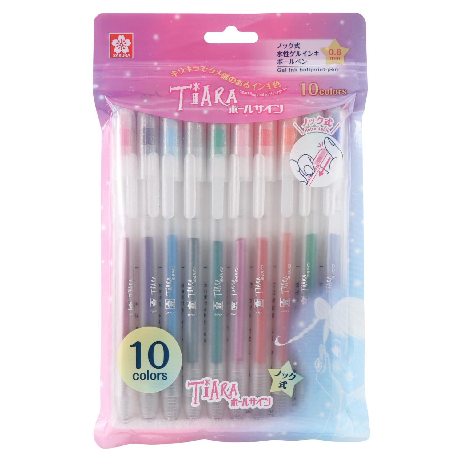 CRAY-PAS Water-Based Ballpoint Pen Ball Sign Tiara 0.8mm 10 Colors