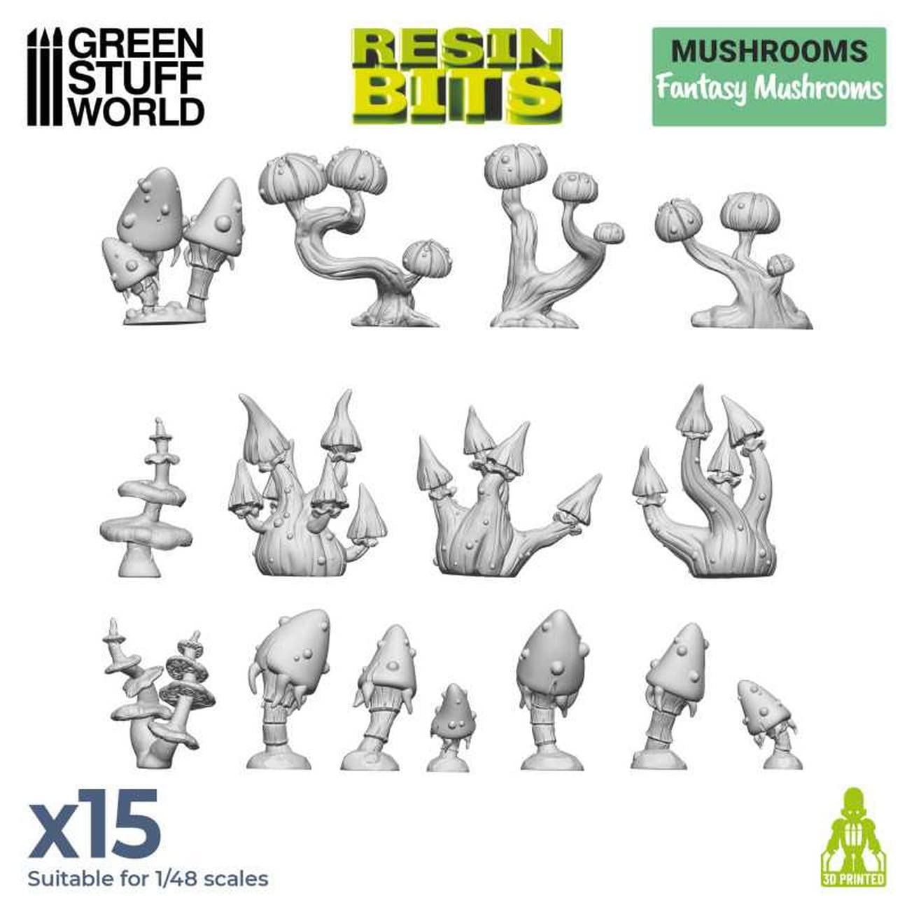 Green Stuff World Fantasy Mushroom Diorama Accessory Set 45 Pieces