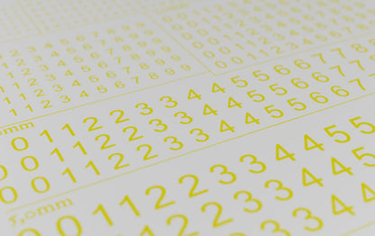Masu Models Scale Free Yellow Number Decals Small Size for Model Kits