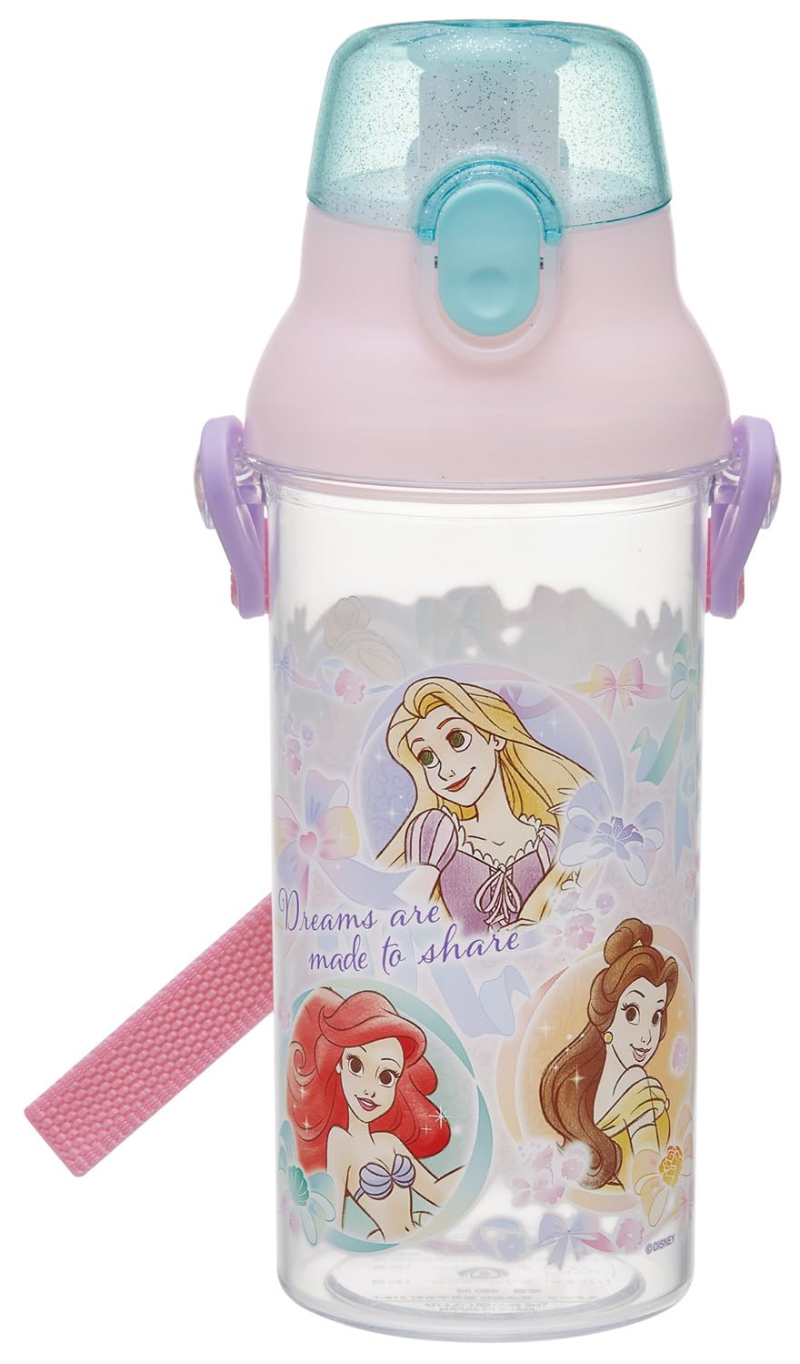 Skater Kids Clear Water Bottle 480ml Featuring Disney Princesses