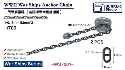 Bunker Studio 1/700 Japanese Navy Ship Anchor Chain Model Parts