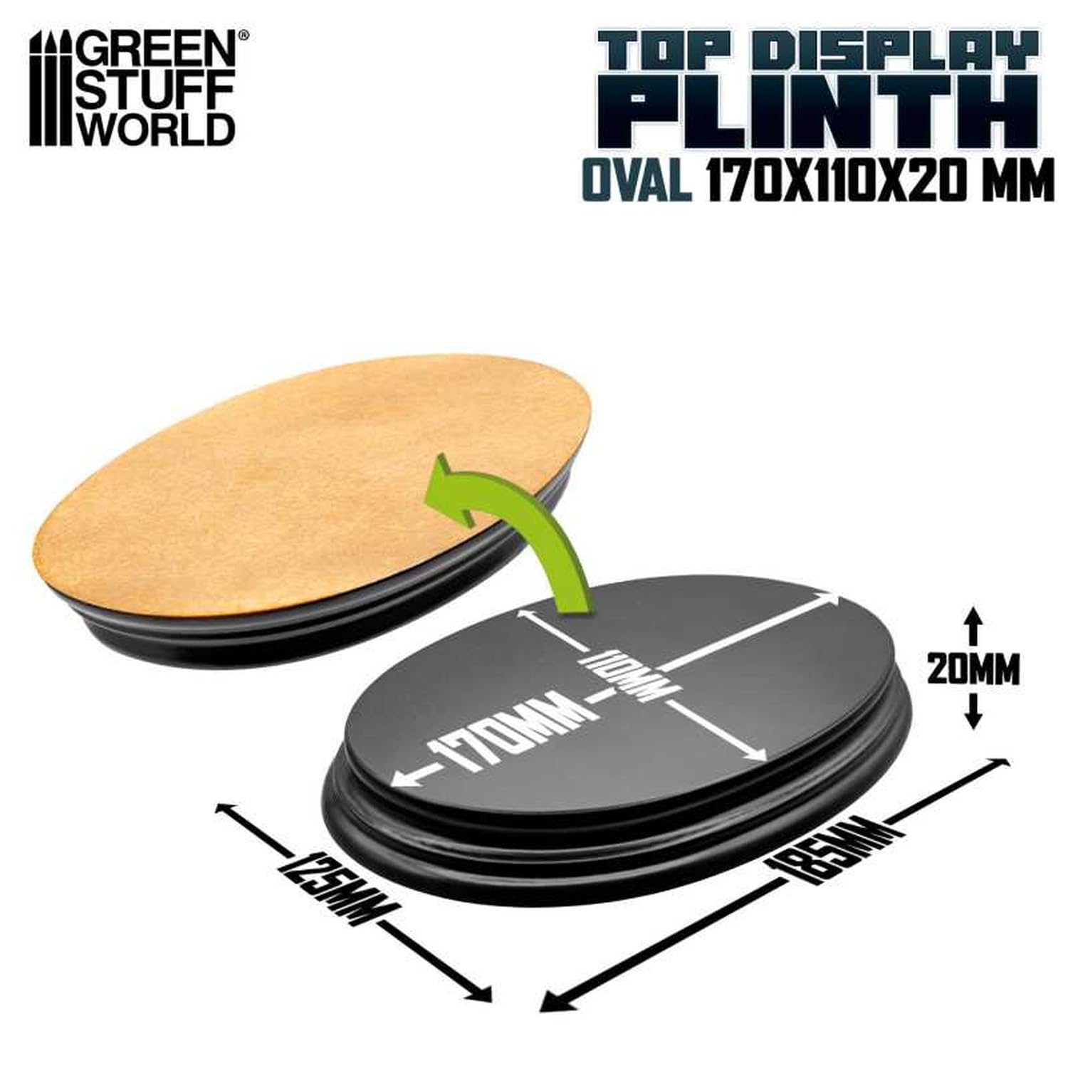 Green Stuff World Oval Display Base 17x11cm MDF Wood Hobby Accessory