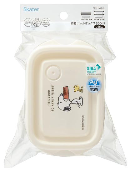 スケーター(Skater) 抗菌 シールボックス 2個入 300ml エアーバブル付 スタッキング 電子レンジ対応 日本製 スヌーピー バッジ FCN1WAG-A