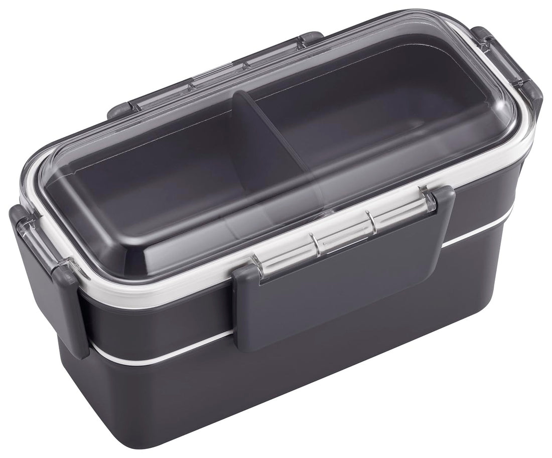 OSK Two-Tier Lunch Box with Divider Calm Color Charcoal 700ml