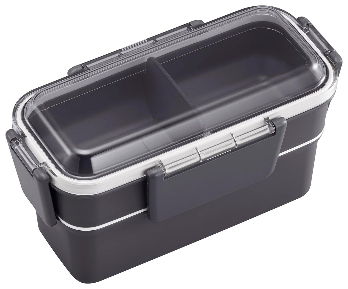 OSK Two-Tier Lunch Box with Divider Calm Color Charcoal 700ml