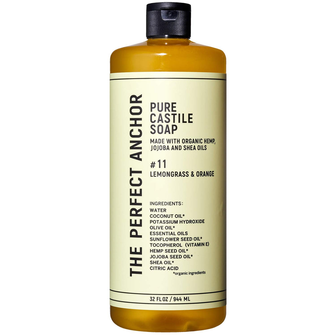 The Perfect Anchor Pure Castile Soap 944ml Lemongrass Orange Cleansing Wash