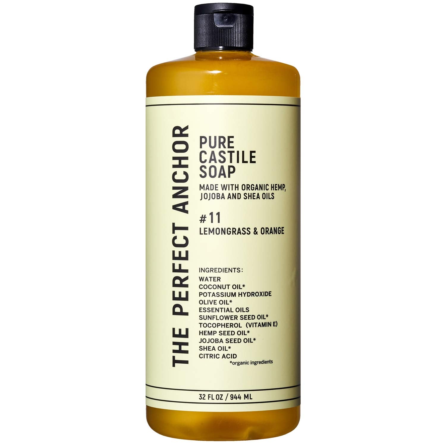 The Perfect Anchor Pure Castile Soap 944ml Lemongrass Orange Cleansing Wash