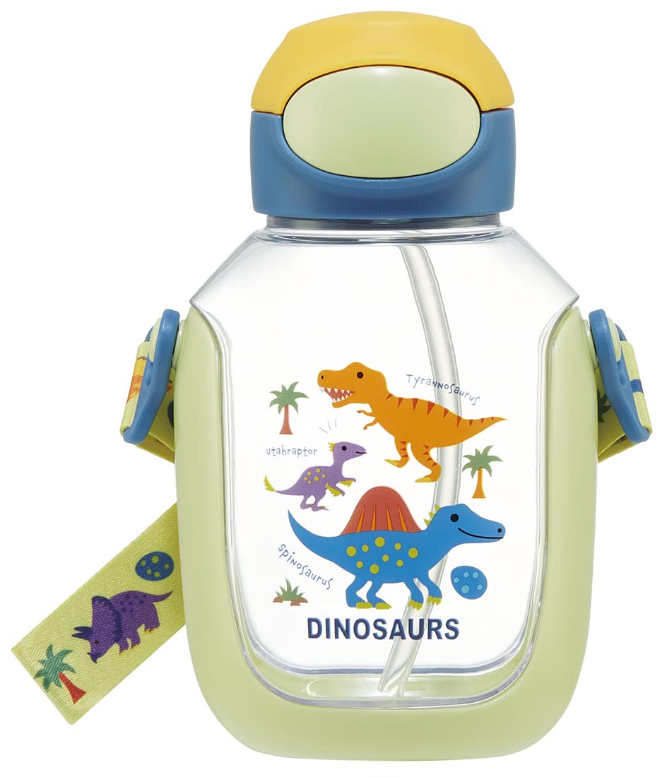 Skater Dinosaur Straw Water Bottle 530ml for Kids
