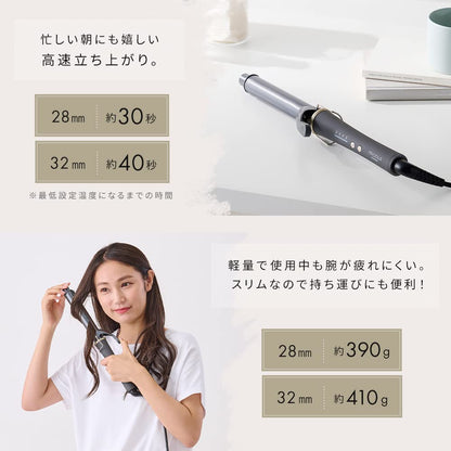 IRIS OHYAMA MiCOLA Curling Iron 32mm Adjustable Temperature Dark Gray