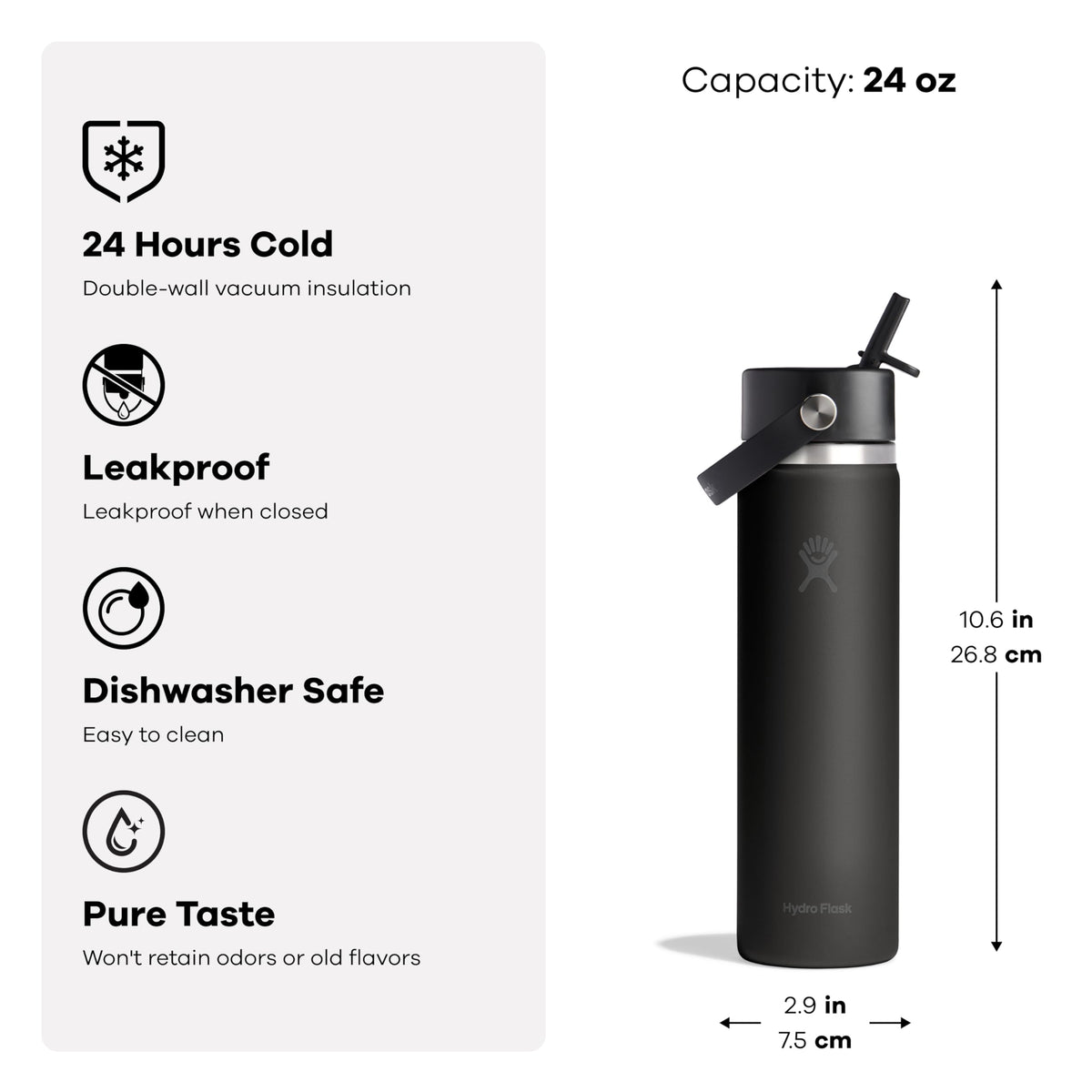 Hydro Flask Wide Mouth Flex Straw 24oz in Shell Gray