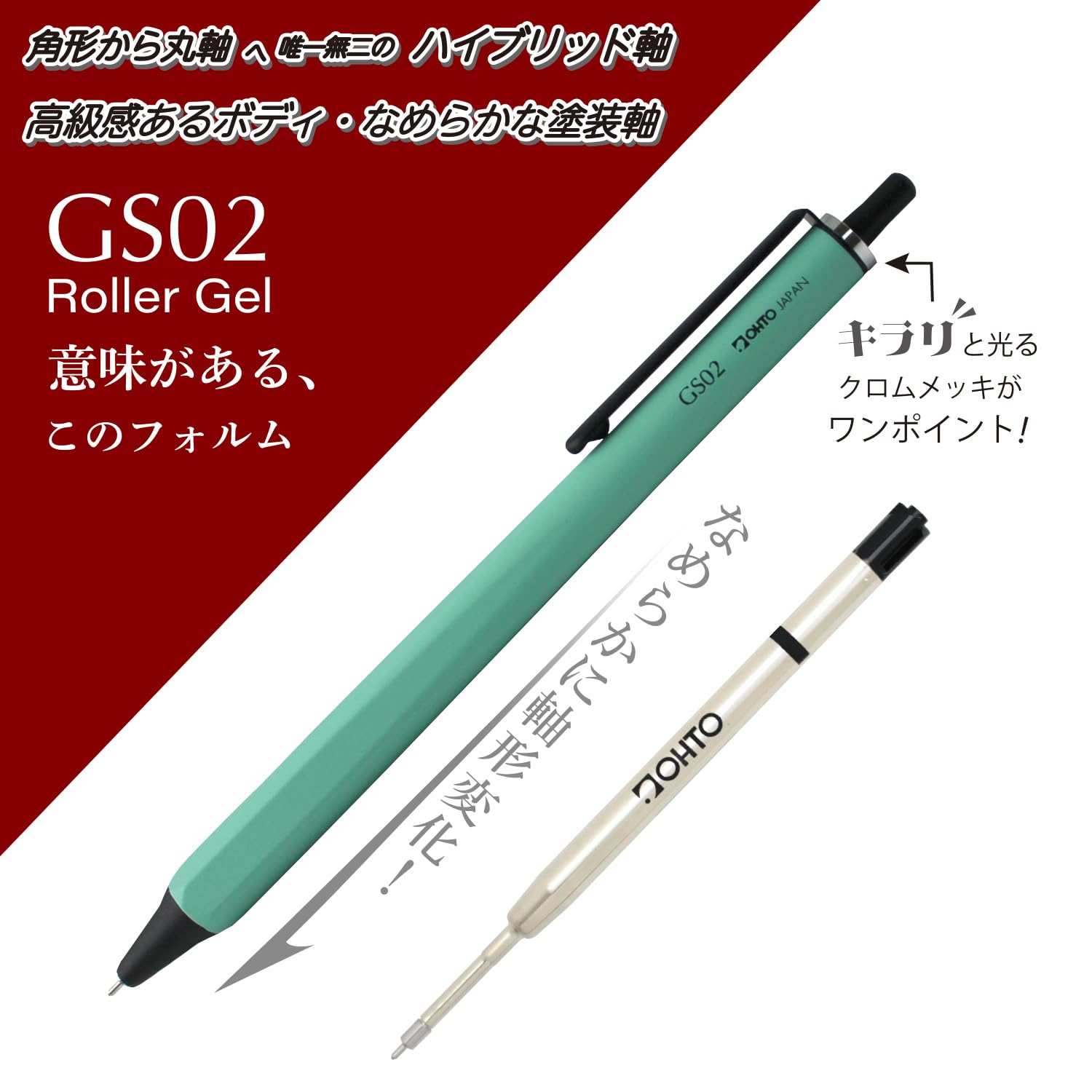 Auto Roller Gel Ballpoint Pen GS02 Black Smooth Writing Experience
