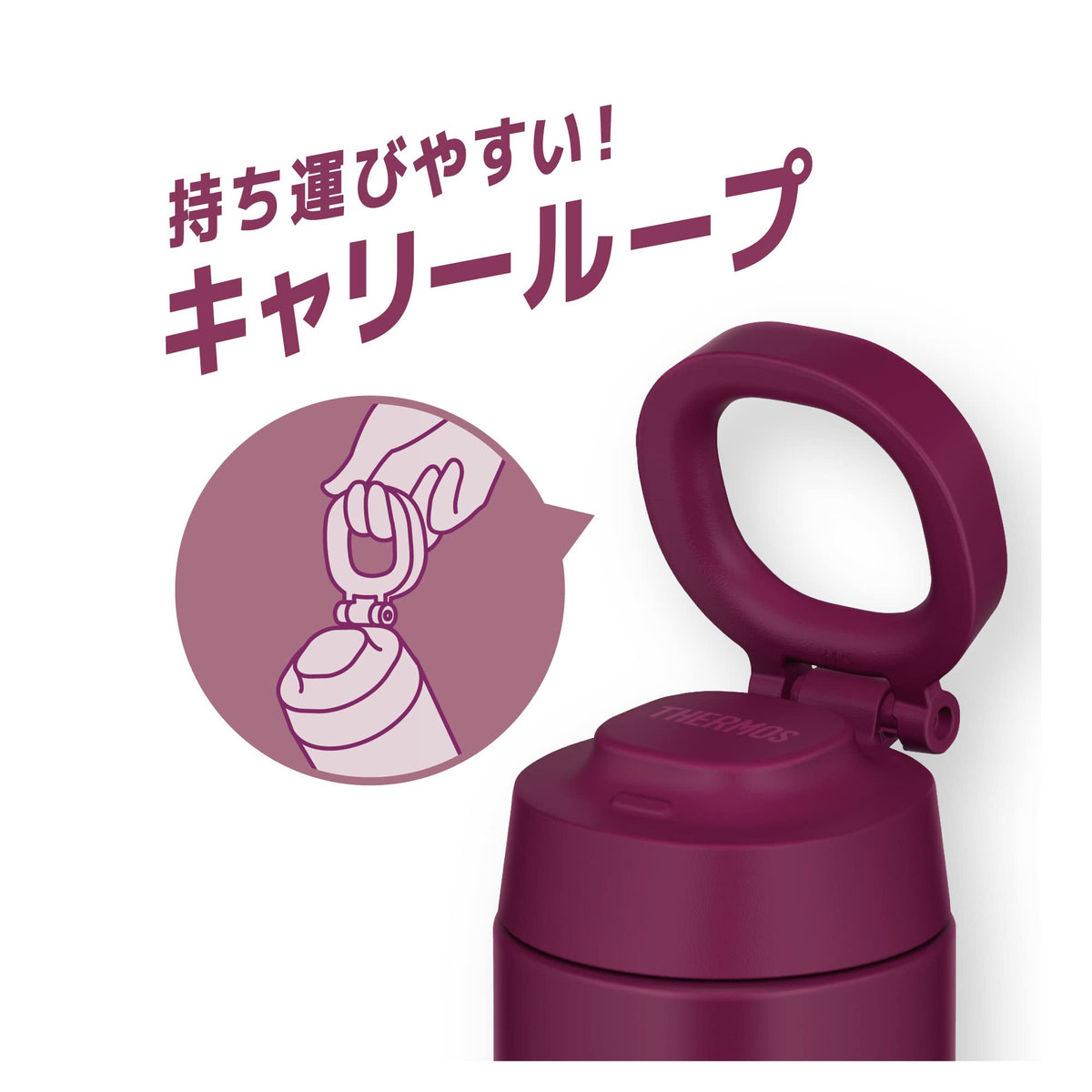 THERMOS Vacuum Insulated Travel Mug with Carry Loop 500ml Purple