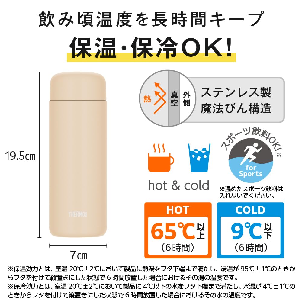 THERMOS Dishwasher-Safe Vacuum-Insulated Portable Mug, Ceramic-Coated, Foggy Yellow 500ml JPB-500 FOY