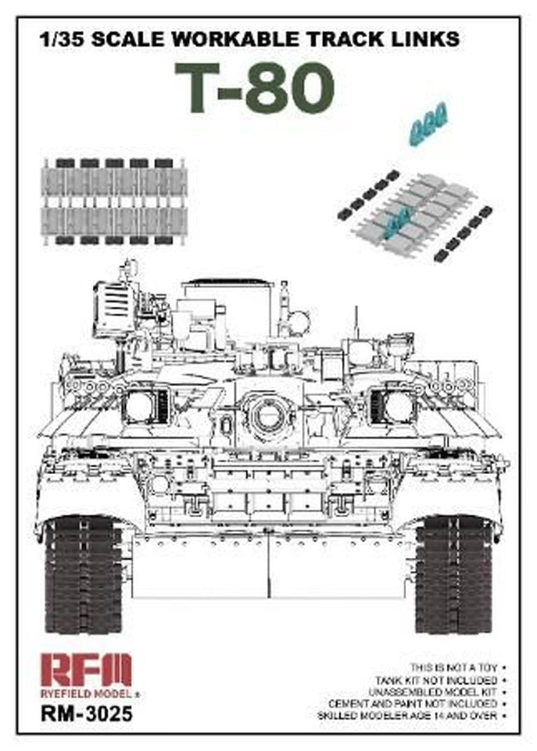 Rye Field Model 1/35 T-80 Series Movable Track Plastic Model Kit