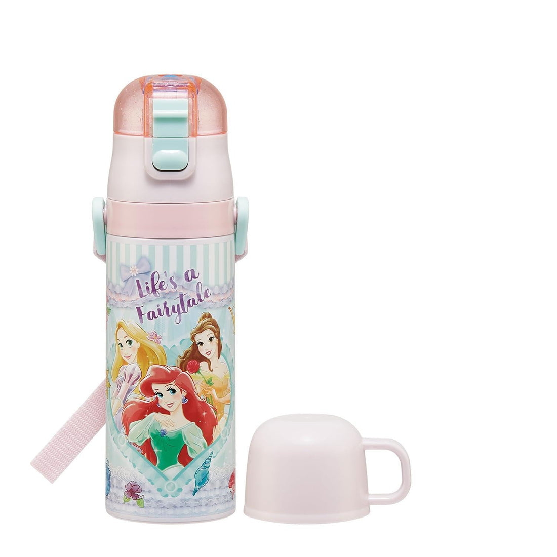 Skater Kids Water Bottle 2WAY Direct Drink & Cup Drink Disney Princess Girls Stainless Insulated Lightweight 470ml 430ml