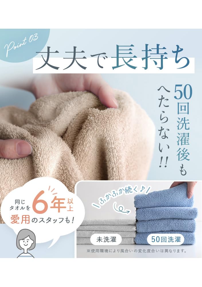 hiorie Big Face Towel Made in Japan 100% Cotton Shadow Blue