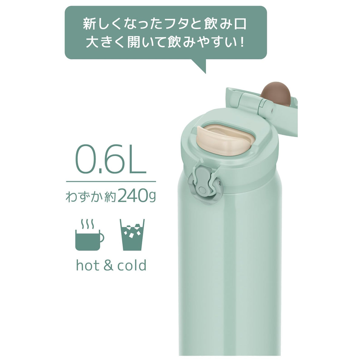 THERMOS Vacuum Insulated Travel Mug 600ml Mint Green Easy Clean